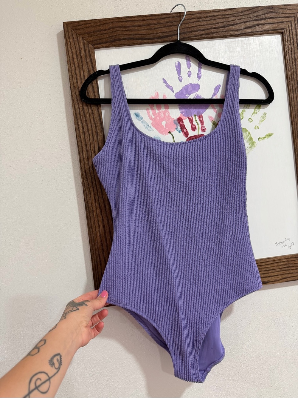 aerie Lavender Ribbed One-Piece Swimsuit